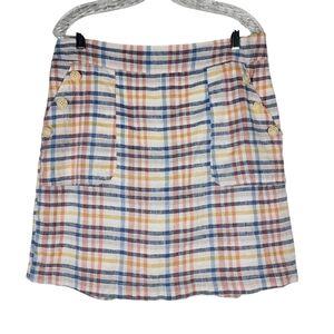 CATO LINEN BLEND PLAID ATHLETIC SKORT